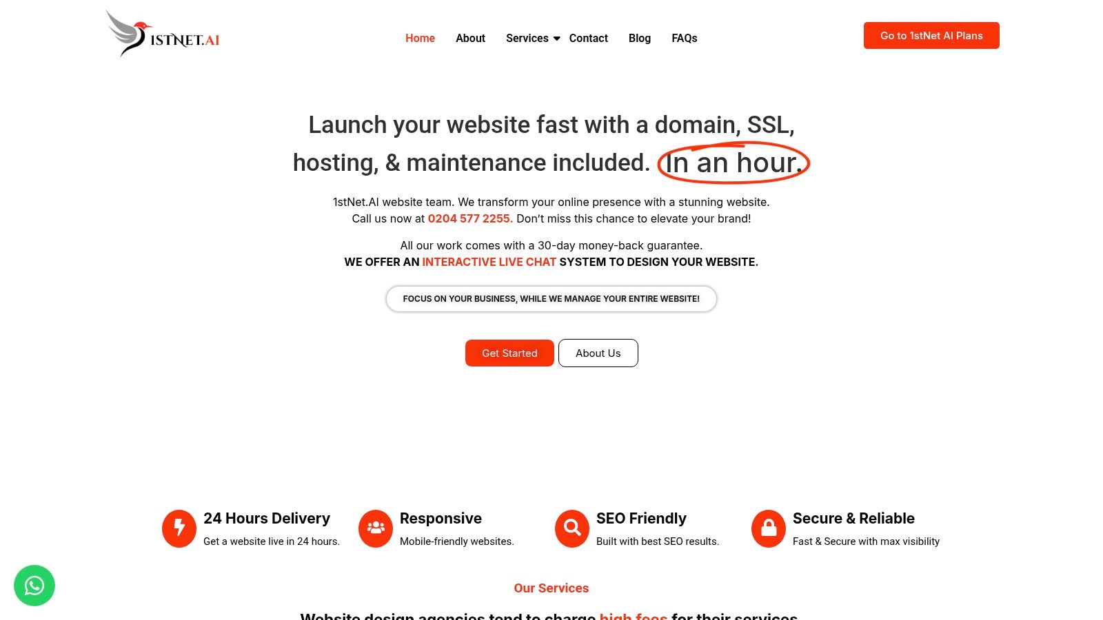 Screenshot from https://1stnet.ai